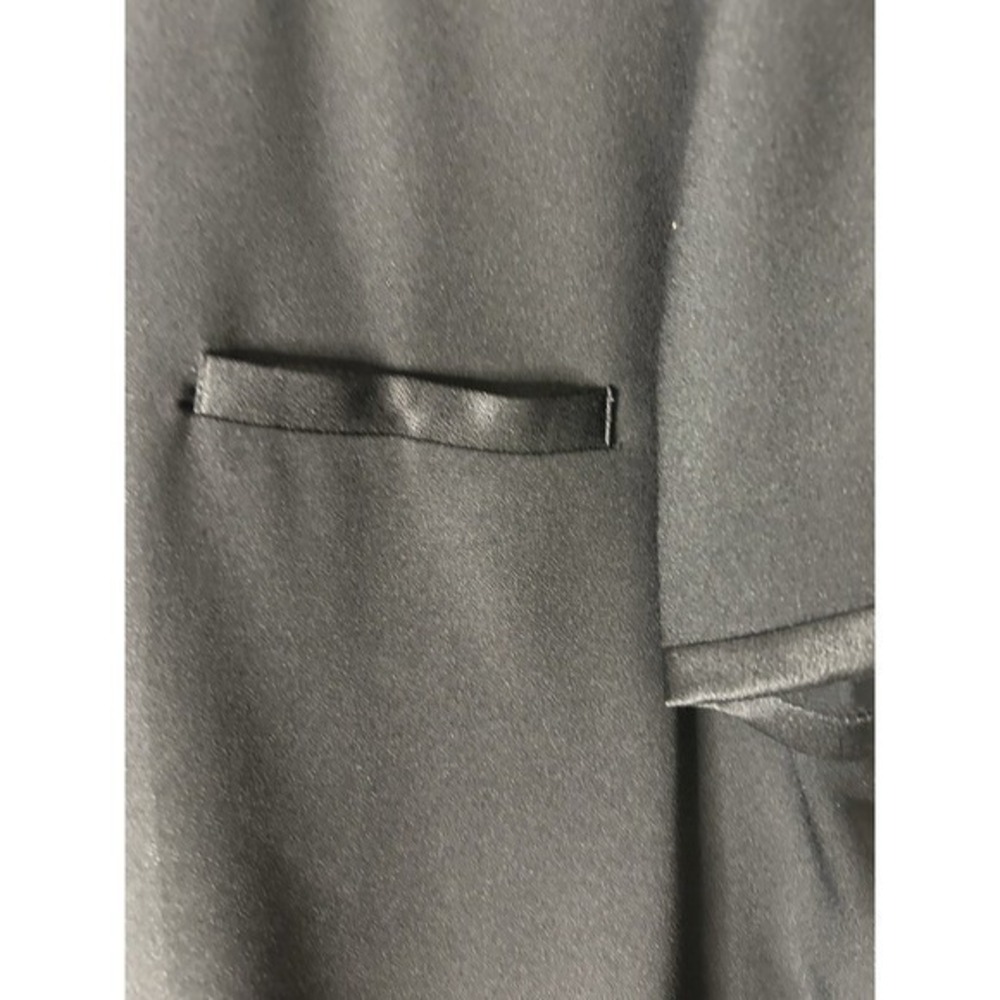 Evan-Picone Black Button Front Shift Dress Short Sleeve Satin Trim Size 14 - Picture 5 of 14
